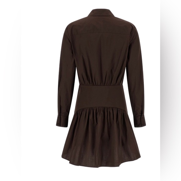 STAUD Rocco Bottom Chocolate Long Sleeve Mini Dress Size 8 - Picture 5 of 12